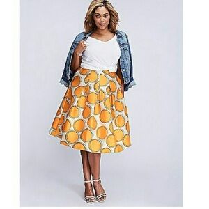 Lane Bryant A-Line Skirt box pleated circle in Vibrant Orange 20